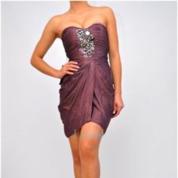 BEBE Mirror & Shine Embellished Beaded Drape Dress - Picture 1 of 2